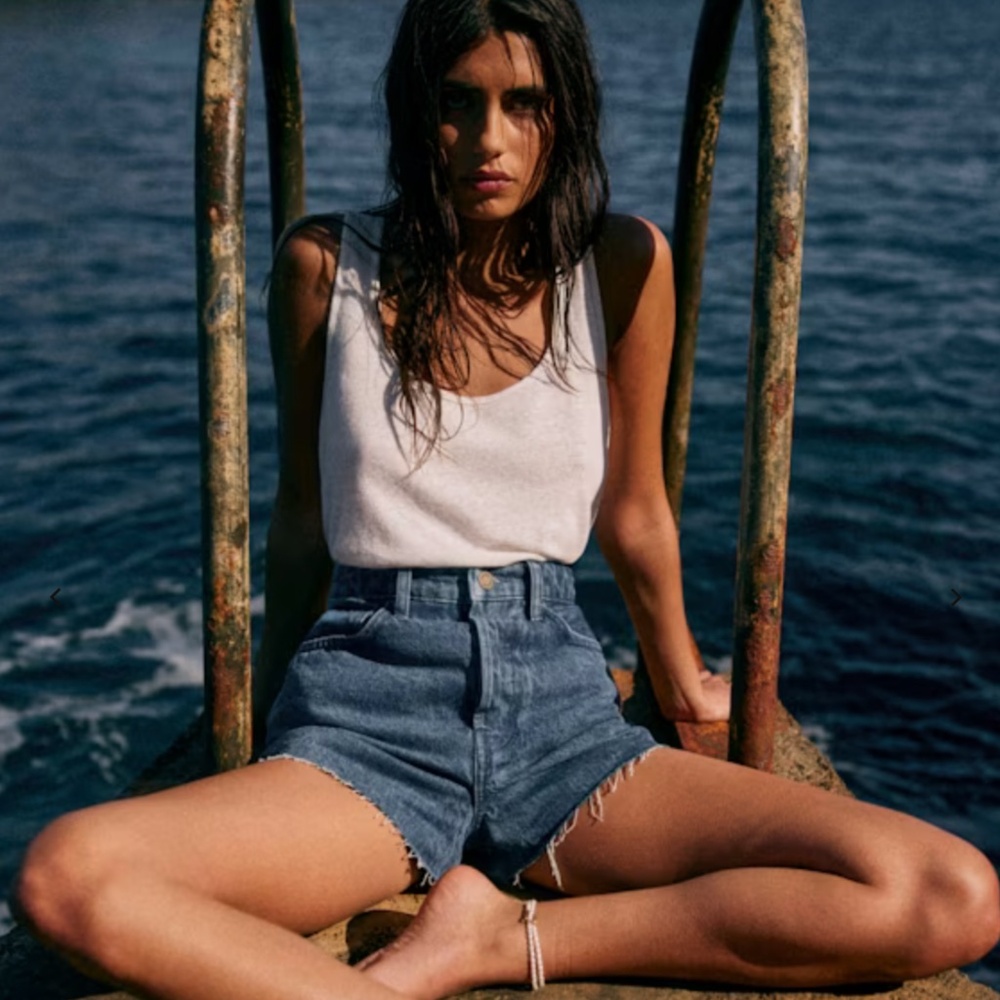 Sezane Le Summer Shorts Denim Blue - Size 4